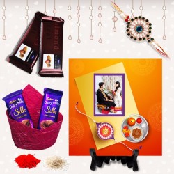 Assorted chocolates with rakhi special personalized tile